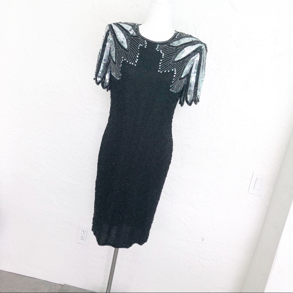 Vintage 80’s Stenay 100% Silk Beaded Sequin Dress